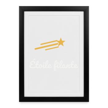 Étoile Filante Or Voeu Nuit Magie Rêve Chance - Gerahmtes Poster (27 × 37 cm) - Schwarz - Vorne