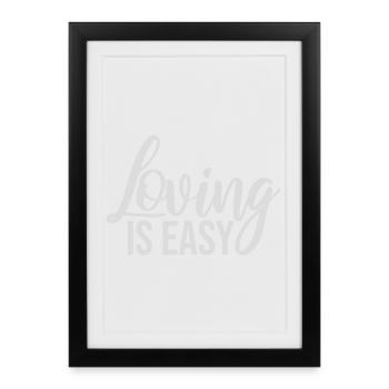 Aimer est facile Logo romantique inspirant - Affiche encadrée (27 × 37 cm) - noir - Devant