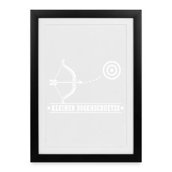 Kleiner Bogenschütze – Bogenschießen Pfeil Bogen - Gerahmtes Poster (27 × 37 cm) - Schwarz - Vorne