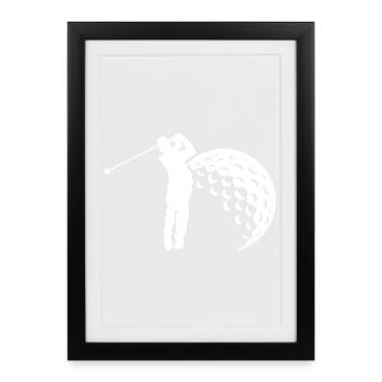 Golf Swing Silhouette - Framed poster (27 × 37 cm) - black - Front