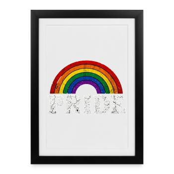 Pride Rainbow pour les fans LGBTQ Rétro LQBTQ CSD - Affiche encadrée (27 × 37 cm) - noir - Devant