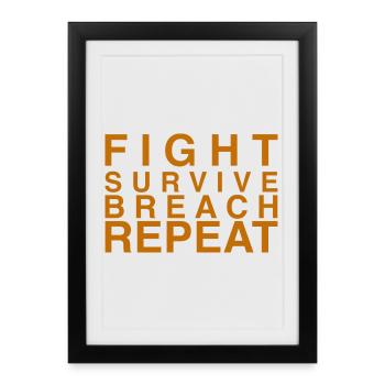 Fight Survive Breach Repeat Motif - Framed poster (27 × 37 cm) - black - Front