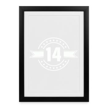 Conception anniversaire du badge n°14 - Affiche encadrée (27 × 37 cm) - noir - Devant