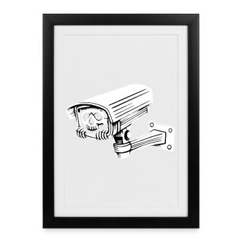 Humour Macabre Sécurité Caméra Crâne Gothique - Affiche encadrée (27 × 37 cm) - noir - Devant