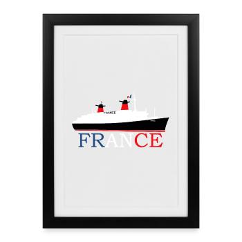 PAQUEBOT FRANCE - Affiche encadrée (27 × 37 cm) - noir - Devant