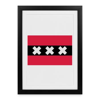 Drapeau de Amsterdam - Affiche encadrée (27 × 37 cm) - noir - Devant