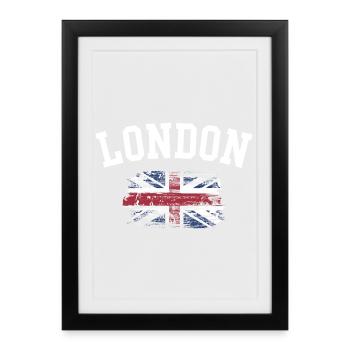 London Grunge Union Flag Tee - Gerahmtes Poster (27 × 37 cm) - Schwarz - Vorne