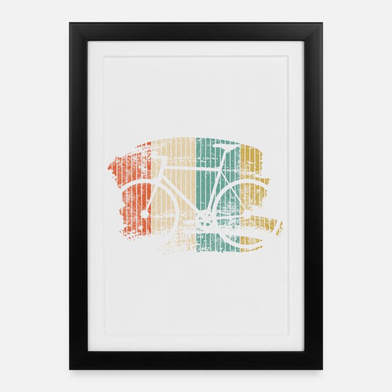 Rainbow Bicycle Silhouette Grunge - Framed poster (27 × 37 cm) - black