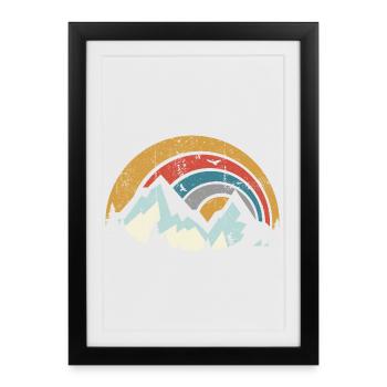 Retro Mountain Sunset Arc - Framed poster (27 × 37 cm) - black - Front