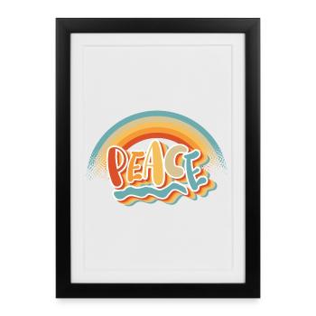 Paix Paix Liberté Pas de guerre Signe de paix - Affiche encadrée (27 × 37 cm) - noir - Devant