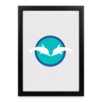 Dauphins dauphins - Affiche encadrée (27 × 37 cm) - noir - Devant