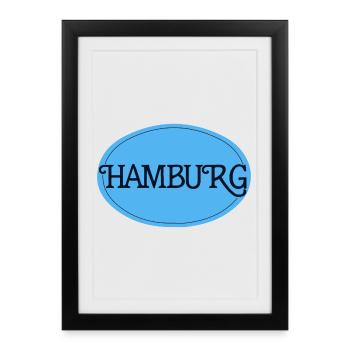 Logo rétro de la police de Hambourg Ovale bleu - Affiche encadrée (27 × 37 cm) - noir - Devant
