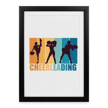 Cheerleading Cheerleader Vintage Cadeau - Affiche encadrée (27 × 37 cm) - noir - Devant