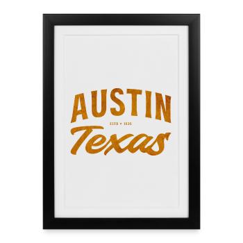 Lettrage vintage Austin Texas - Affiche encadrée (27 × 37 cm) - noir - Devant