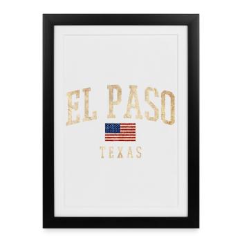 El Paso, Texas, Vintage Americana - Affiche encadrée (27 × 37 cm) - noir - Devant