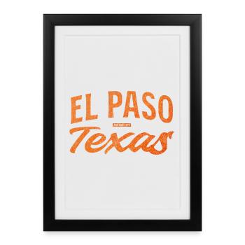 El Paso Texas Script Logo - Gerahmtes Poster (27 × 37 cm) - Schwarz - Vorne