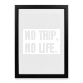 no trip, no life, voyage, voyager, tour du monde - Affiche encadrée (27 × 37 cm) - noir - Devant