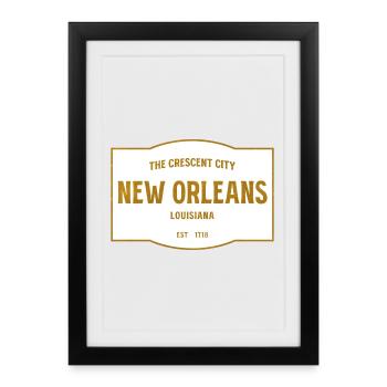 Emblème de Crescent City à La Nouvelle-Orléans - Affiche encadrée (27 × 37 cm) - noir - Devant