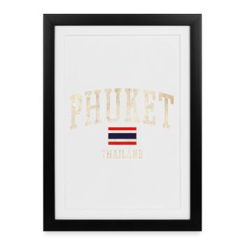 Logo vintage de Phuket Thaïlande - Affiche encadrée (27 × 37 cm) - noir - Devant