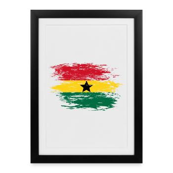 Drapeau de la carte du Ghana utilisé - Affiche encadrée (27 × 37 cm) - noir - Devant