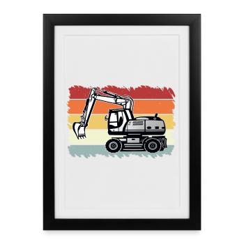 Excavator - Framed poster (27 × 37 cm) - black - Front