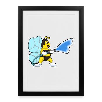 Bee Firefighter Fire Hose Fire Brigade - Framed poster (27 × 37 cm) - black - Front