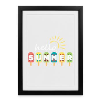 summer, hello summer, vacances d'été - Affiche encadrée (27 × 37 cm) - noir - Devant
