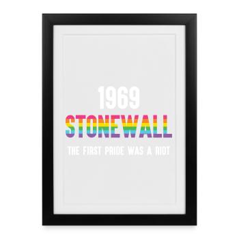 Stonewall 1969 - La première fierté était une émeute - Affiche encadrée (27 × 37 cm) - noir - Devant