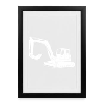 Excavator Driver Silhouette - Construction Equipment Operator - Framed poster (27 × 37 cm) - black - Front