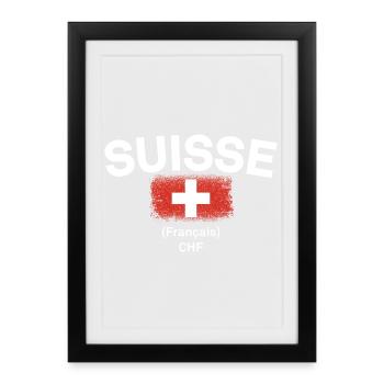 Suisse Flag CHF Francais - Framed poster (27 × 37 cm) - black - Front