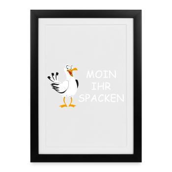 Moin ihr Spacken - Gerahmtes Poster (27 × 37 cm) - Schwarz - Vorne