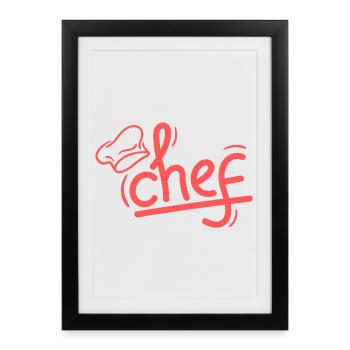 Red Chef Sketch Elegant - Framed poster (27 × 37 cm) - black - Front