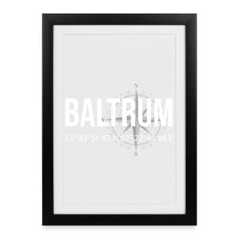 Koordinaten Baltrum - Gerahmtes Poster (27 × 37 cm) - Schwarz - Vorne