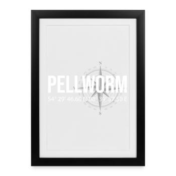 Koordinaten Pellworm - Gerahmtes Poster (27 × 37 cm) - Schwarz - Vorne