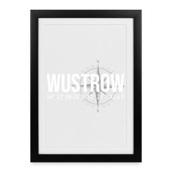 Koordinaten Wustrow - Gerahmtes Poster (27 × 37 cm) - Schwarz - Vorne