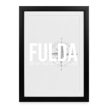 Koordinaten Fulda - Gerahmtes Poster (27 × 37 cm) - Schwarz - Vorne