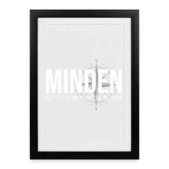 Koordinaten Minden - Gerahmtes Poster (27 × 37 cm) - Schwarz - Vorne