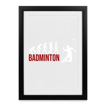Evolution Badminton - Gerahmtes Poster (27 × 37 cm) - Schwarz - Vorne