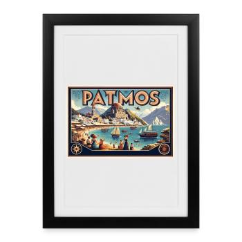 Patmos, Grèce | Vacation Bay Travel - Affiche encadrée (27 × 37 cm) - noir - Devant