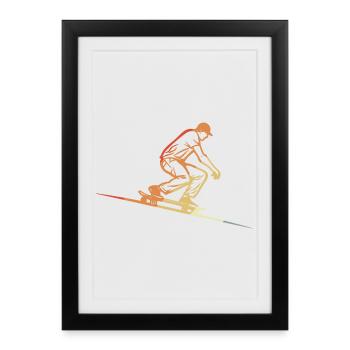 Skateboard Style rétro - Affiche encadrée (27 × 37 cm) - noir - Devant