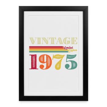 Vintage 1975 Retro Summer Tee - Framed poster (27 × 37 cm) - black - Front