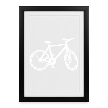 Rétro Vélo Ligne Art Design - Affiche encadrée (27 × 37 cm) - noir - Devant
