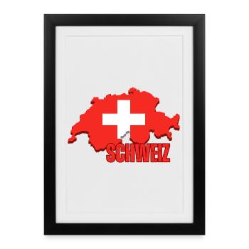 Drapeau de la Suisse, fierté suisse - Affiche encadrée (27 × 37 cm) - noir - Devant
