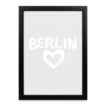 J’aime Berlin - symbole du cœur de Berlin - Affiche encadrée (27 × 37 cm) - noir - Devant
