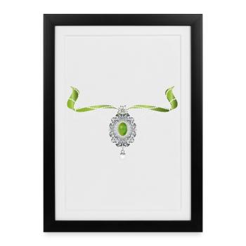 Embellished elegant necklace motif in traditional style - Framed poster (27 × 37 cm) - black - Front