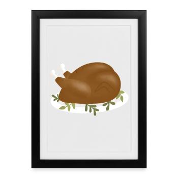 Illustration de dinde rôtie croustillante - Affiche encadrée (27 × 37 cm) - noir - Devant