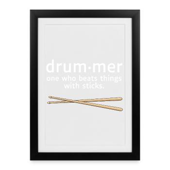 Drummer Definition Lustiger Schlagzeuger Spruch - Gerahmtes Poster (27 × 37 cm) - Schwarz - Vorne