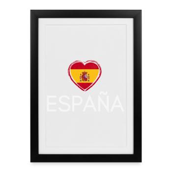 Heart with Spanish flag, Spanish pride - Framed poster (27 × 37 cm) - black - Front
