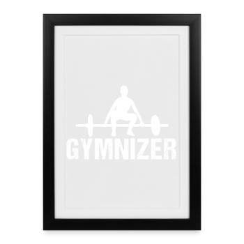 Bodybuilding Fitness Vintage Gym Athleten Workout - Gerahmtes Poster (27 × 37 cm) - Schwarz - Vorne