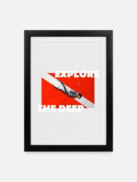 EXPLORE THE DEEP - Framed poster (27 × 37 cm) - black